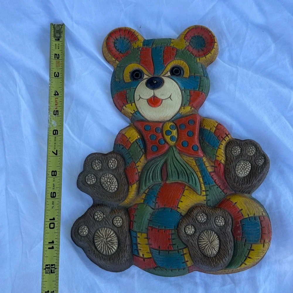Vintage Foam Craft Wall Plaques Kids Set of 2 Multicolor Excellent Patchwork MCM